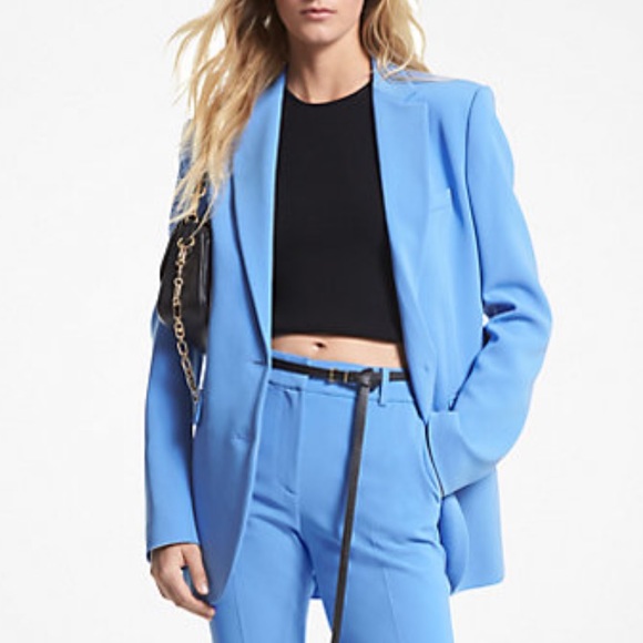 Michael Kors Crepe Boyfriend Blazer Crew Blue Size 0 - Picture 1 of 5